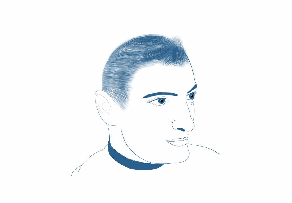 Illustration of man with spike haircut
